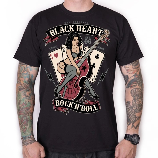 Moto oblečení - Tričko pánské BLACK HEART Bass Pin Up