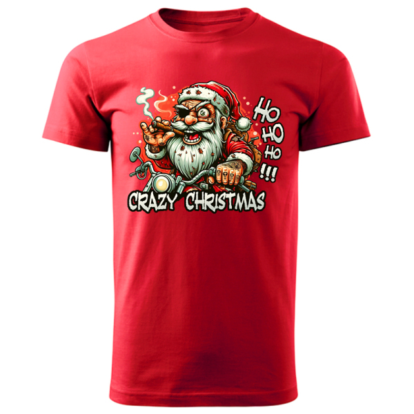 Moto oblečení - Tričko pánské krátký rukáv - Crazy Christmas